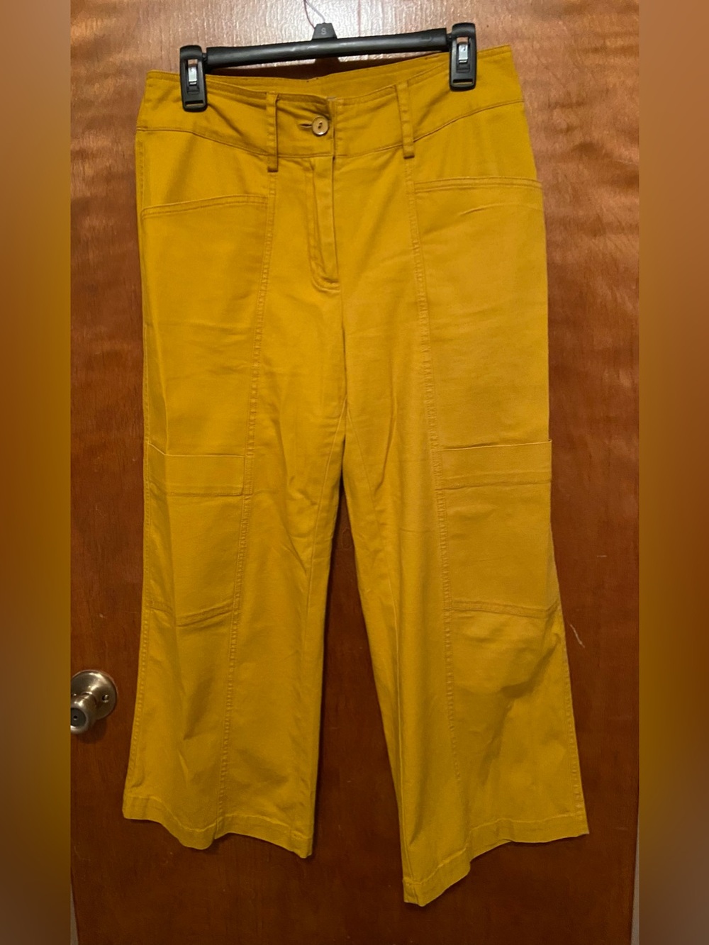 Mustard Yellow Wide Leg Cropped Pants